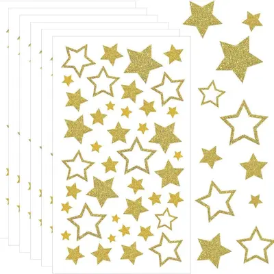 Gold Glitter Powder Five-Pointed Star Phone Stickers for Children, Waterproof