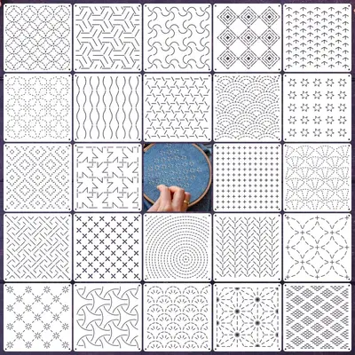 Reusable Geometric Sashiko Embroidery Stencil - 9