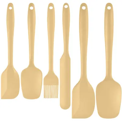 Yüksek Sıcaklık Dirençli Silikon Kazıyıcı Seti 6'lı Paket Krem Tek Parça Kazıyıcı Spatula Fırça Çeşitli Boyutlarda Silikon Mutfak Aletleri - 10