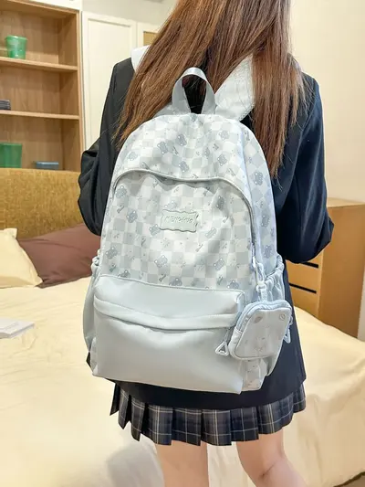 Printed Backpack for Middle and High School Students, Korean Style - 5