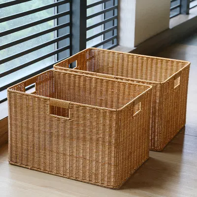 Taklit rattan dokuma saklama kutusu, elbise ve yorgan için