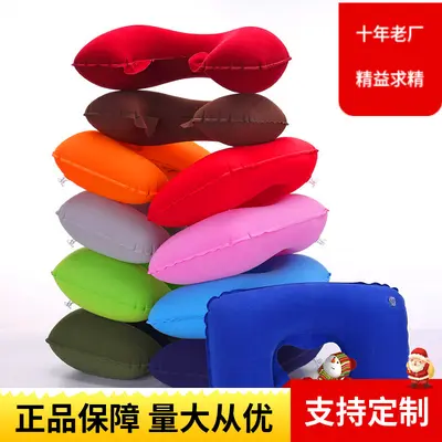 PVC Kadife Şişirilebilir U Şeklinde Yastık Boyun Yastığı Seyahat U Şeklinde Yastık Yaşlık Havacılık Yastığı Uçak Yastığı Seyahat Yastığı Şişirilebilir Boyun Yastığı - 3