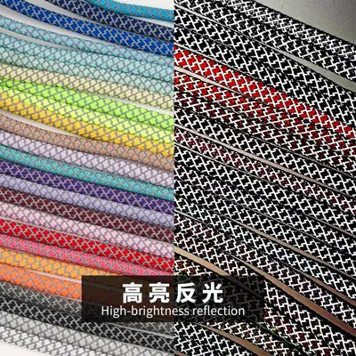 Factory In-Stock 4mm Braided Round Reflective Shoelaces High-Brightness Fluorescent Coconut Shoes Sneakers Glow-in-the-Dark Laces Black