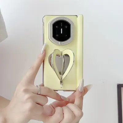 Huawei Mate X7 için kalp standlı aynalı manyetik kılıf
