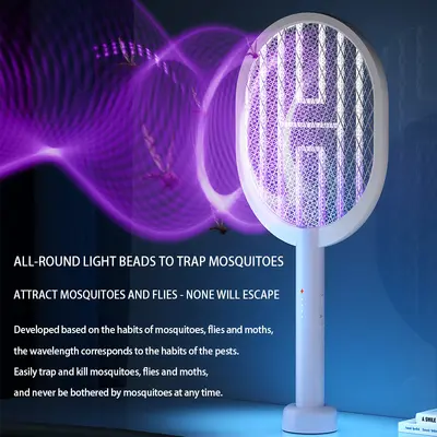 Cross-border new electric mosquito swatter rechargeable mosquito killer lamp household mosquito racket 2-in-1 automatic electric shock mosquito repellent wholesale