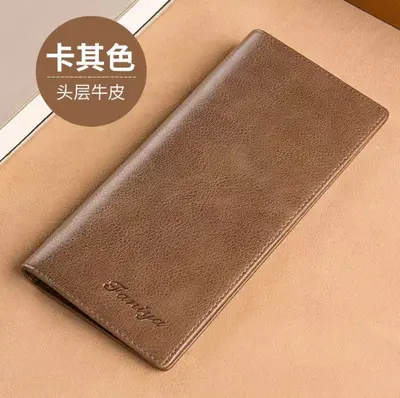 Men's Retro Long Wallet with Multiple Card Slots, Genuine Leather - 7