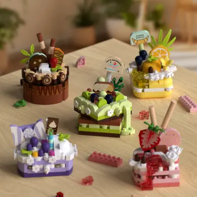 Tatlı Pasta Taro Çamur Bobo Yapı Taşları, Lego ile Uyumlu, Çocuk Hediyesi - 4