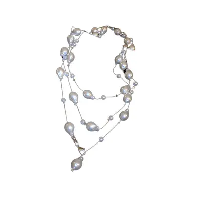 Irregular Long Pearl Necklace French Light Luxury Temperament Sweater Chain Niche Simple High-end Jewelry for Women Wholesale