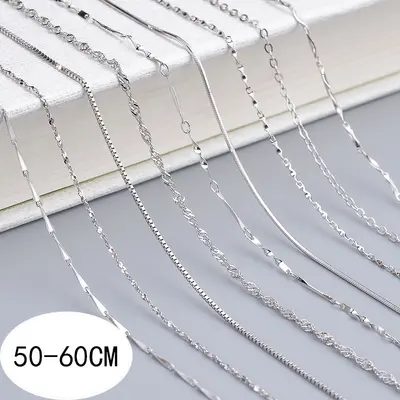 925 ayar gümüş kolye kadın erkek minimalist zincir - 2