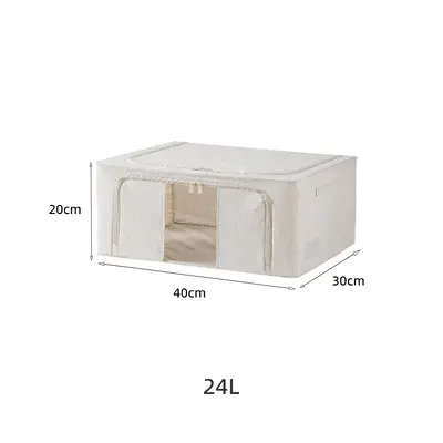New Tianshan cotton and linen storage box with fabric and PP board for bedroom and wardrobe, seasonal clothing organizer, collapsible storage box. - 8