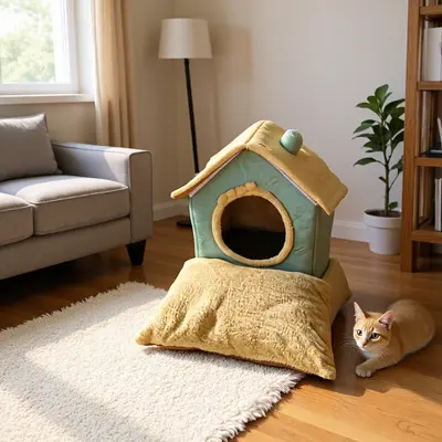 Kedi ve köpek evi yuvası, kışın sıcak tutan, küçük boyutlu köpekler ve kediler, dört mevsim için evrensel, çıkarılabilir ve yıkanabilir köpek evi, kedi yuvası yatağı, evcil hayvan malzemeleri