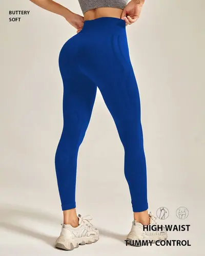 Kadın yüksek bel kalça kaldırıcı dikişsiz yoga tayt pantolon, karın sıkılaştırıcı, nem emi - 13