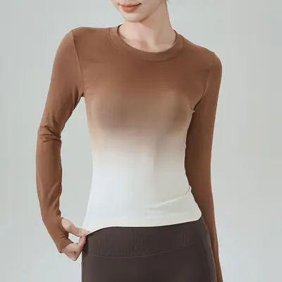Gradient Yoga Top, Long Sleeve, Quick-Dry - 11