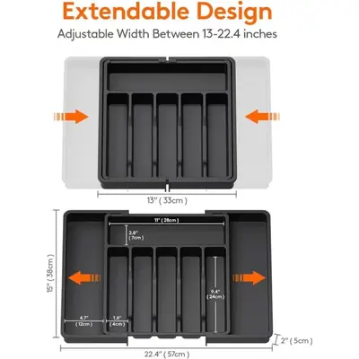 Kitchen knife and fork storage box with expansion tray