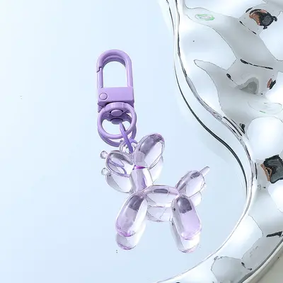 Mini Viral Transparent Balloon Dog Pendant Colorful Cartoon Puppy Keychain Phone Chain Women's Bag DIY Hanging Ornament - 11