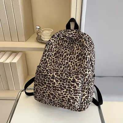 Printed Canvas Backpack for Students, Unisex Schoolbag, Outdoor Travel Bag - 7