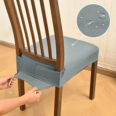 Grenzüberschreitendes elastisches wasserdichtes Milchseide-Sitzkissenbezug mit doppeltem Gummiband, Zungenlasche, Schnalle und rutschfestem Stuhlpolster-Set Großhandel - 7