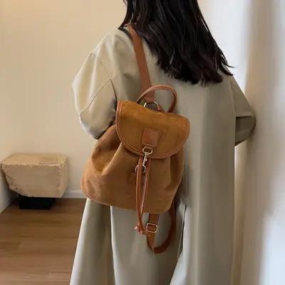 Retro Women's Bucket Backpack for Casual and Travel Use - 9