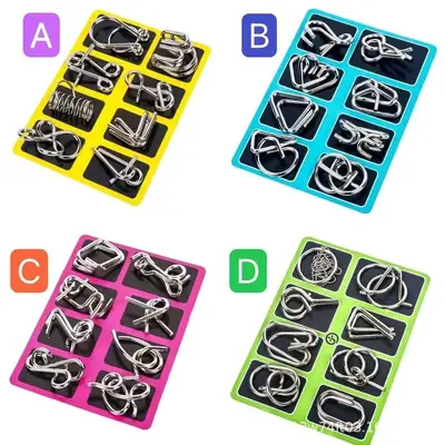 Metall-Lernspielzeug, Knobelpuzzle, 8-teiliges Ring-Set - 8