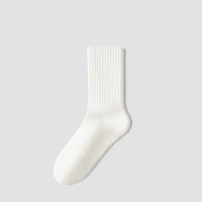 Damensocken reine Baumwolle Frühlings- und Herbstmodell Mittellange Socken Geruchsschutz Schweiß absorbierend Knochenloses Lauf- und Sportbaumwollsocken Weiß lange Socken - 7