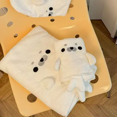 Fok desenli banyo havlusu seti, 3 parça