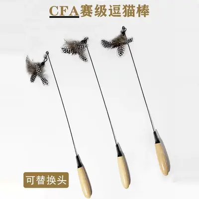 Cat Teaser Wand with Spotted Feather Replacement Head, Chew-Resistant - 5