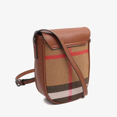 Plaid Genuine Leather Vertical Women's Crossbody Bag with Flap