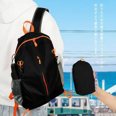 登山背包涤纶布袋束口袋子抽绳牛津布袋防水户外便捷可折叠登山包 - 7