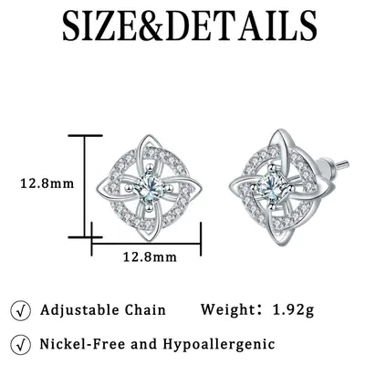 Grenzüberschreitende S925-Sterlingsilber-Keltische Knoten-Ohrstecker für Frauen, modische hochwertige Ohrringe mit Zirkonia, einzigartige persönliche Ohrringkollektion