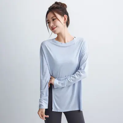 Women's Loose Long-Sleeve Yoga Top, Quick-Dry, Breathable - 4