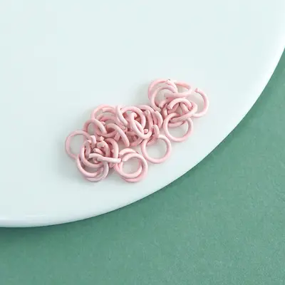 Renkli çinko alaşımlı fırınlanmış boyalı 10mm ve 8mm açık halka DIY takı bağlantı halkası - 9