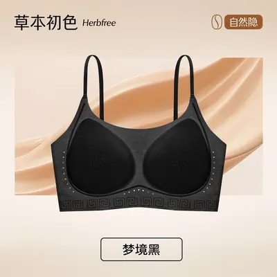 Seamless Invisible Women's Bra, Small Bust Gathering 10A Antibacterial Silk Bra - 10