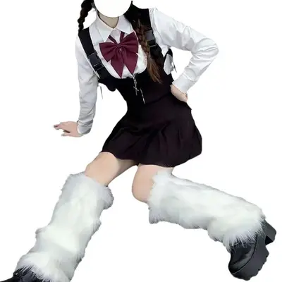 Polar Fleece-Lined Thick Mid-Calf Socks and Faux Rabbit Fur Leg Warmers