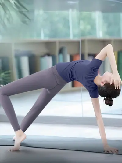 Yoga seti, kısa kollu, ince kesim, Pilates antrenmanı - 9