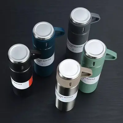 Thermosbecher-Geschenkset 304 Edelstahl mit 3 Deckeln - 4