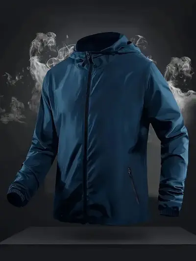 Men's Plus-Size Hooded Windproof Running Jacket, Loose Fit - 8
