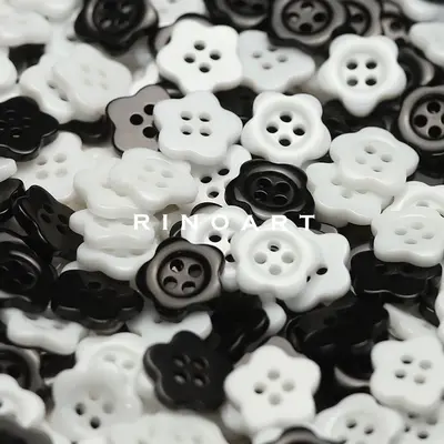 Plum Blossom Resin Buttons for Black and White Shirts and Cardigans