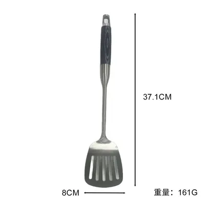 Paslanmaz çelik spatula ve kepçe seti, abanoz saplı, mutfak gereçleri - 8