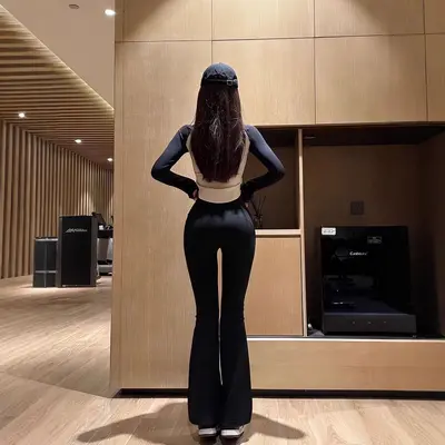 Damen-Yogahose, hohe Taille, verdeckter Reißverschluss - 2