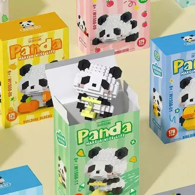 Kompatible Bausteine mit Kleiner-Panda-Figur, Blumenpuppe Dekoration - 3