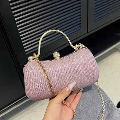 Women's Rhinestone Chain Evening Bag with Crossbody Strap - 5