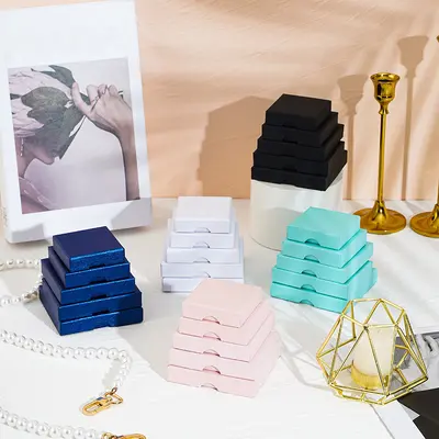 In-Stock Cross-Border Jewelry Box 1.6cm Top and Bottom Lid Necklace Earring Pearl Jewelry Box Ring Earring Packaging Box