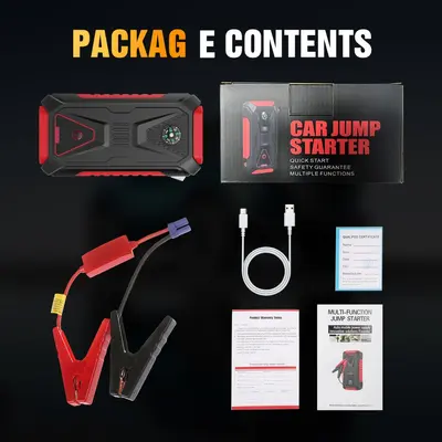 12V Portable Car Battery Jump Starter, Emergency Power Supply, Multifunctional - 5