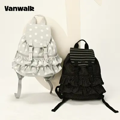 Koreanischer Stil Rucksack mit Punkten und Spitze, großes Fassungsvermögen, Damen-Freizeit - 5