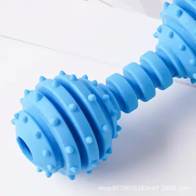 TPR Dog Barbell Toy with Bell, Chew Toy for Small and Medium Dogs