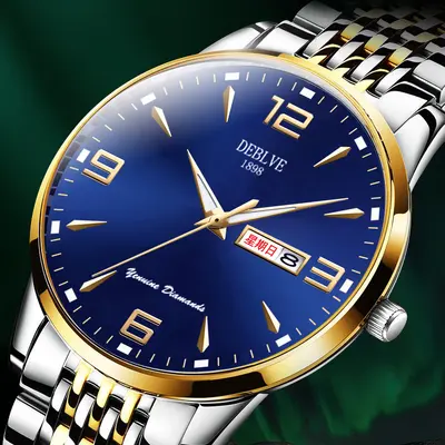 Herrenuhr, Stahlarmband, ultradünn, wasserdicht