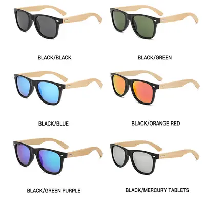 Square Retro Sunglasses with Bamboo Legs and Rivets, Driving Style
