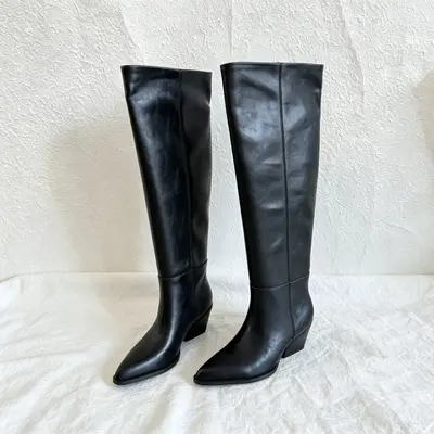 Slim-Look Pointed-Toe Soft Leather Long Knight Boots for Women - 7