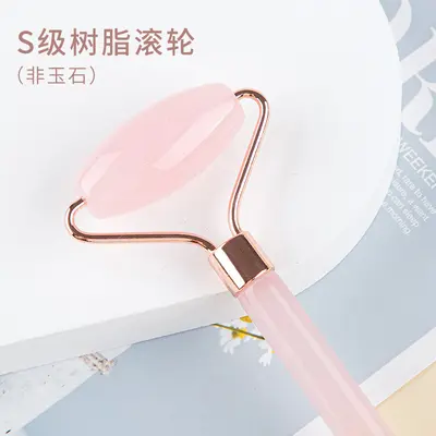 Rosen-Quarz doppelseitiger Walzen-Gesichtsmassagegerät Jade Gesichtslift Schönheits-Gua-Sha-Tool Augenmassageroller Hals- und Wirbelsäulenmassagegerät