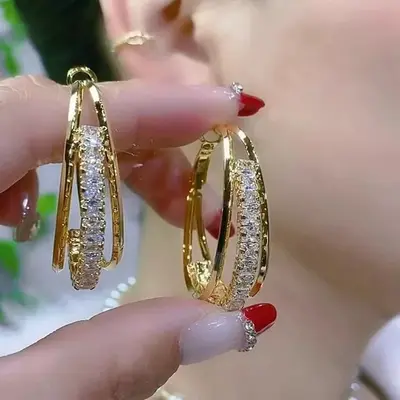 Diamond ear studs for women, elegant design